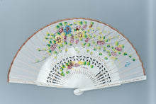 Lade das Bild in den Galerie-Viewer, Spanische Handgefertigte Fächer Handfächer günstig kaufen Shop Klassisch weiss Blumen